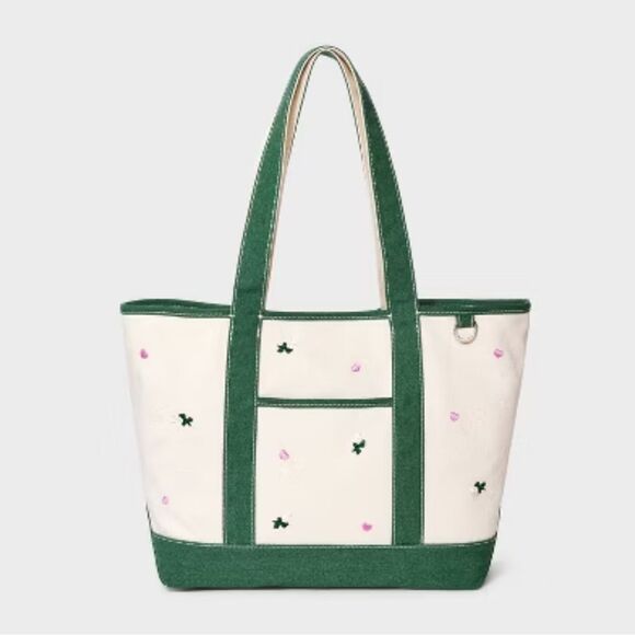 Universal Thread Floral Embroidered Canvas Tote Bag - Picture 14 of 16